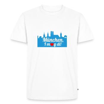 Munich - I mog di - Men's Premium Organic T-Shirt - white - Front - Nico (187cm)