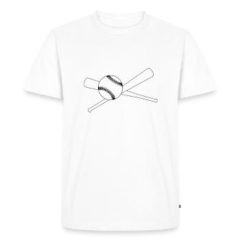 Baseball et 2 battes - T-shirt Premium bio Homme - blanc - Devant - Nico (187cm)