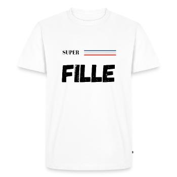 super fille - t-shirt assorti - T-shirt Premium bio Homme - blanc - Devant - Nico (187cm)