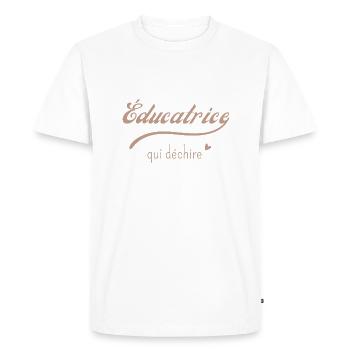 Éducatrice qui déchire - T-shirt Premium bio Homme - blanc - Devant - Nico (187cm)