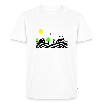 Tractor Farm - Men's Premium Organic T-Shirt - white - Front - Nico (187cm)