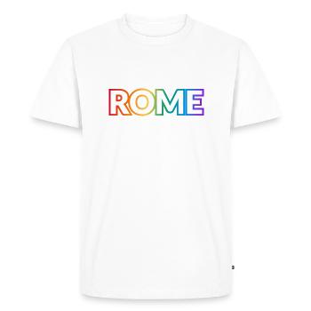 ROME PRIDE rainbow text - Men's Premium Organic T-Shirt - white - Front - Nico (187cm)