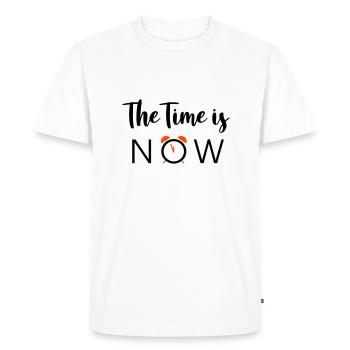 Le temps est MAINTENANT - 2 couleurs - T-shirt Premium bio Homme - blanc - Devant - Nico (187cm)