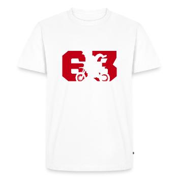 Moto 63 motard - T-shirt Premium bio Homme - blanc - Devant - Nico (187cm)