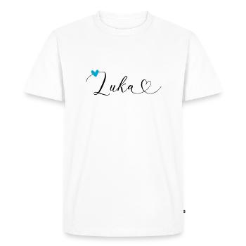 Luka Surname First name Calligraphy Heart - Men's Premium Organic T-Shirt - white - Front - Nico (187cm)