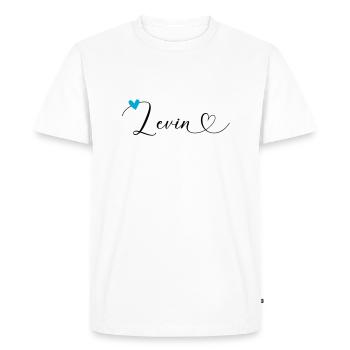 Levin Nom Prénom Calligraphie coeur - T-shirt Premium bio Homme - blanc - Devant - Nico (187cm)
