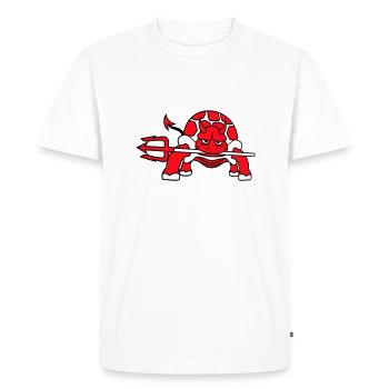 Tortue Diable Enfer Trident Mal Démon Cool - T-shirt Premium bio Homme - blanc - Devant - Nico (187cm)