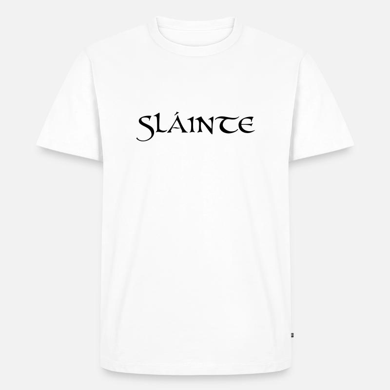 Slainte text de - Männer Premium Bio T-Shirt - Weiß