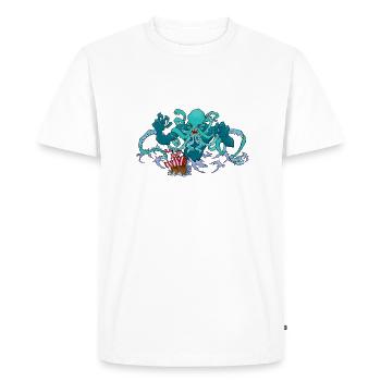 Cthulhu Awakens! - Men's Premium Organic T-Shirt - white - Front - Nico (187cm)