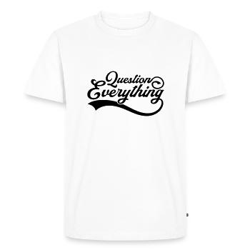 Question everything Cool - Men's Premium Organic T-Shirt - white - Front - Nico (187cm)
