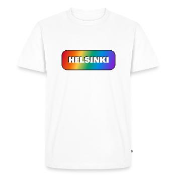 HELSINKI PRIDE GAY FLAG RAINBOW - Men's Premium Organic T-Shirt - white - Front - Nico (187cm)