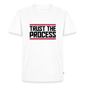 faire confiance au processus Devis - T-shirt Premium bio Homme - blanc - Devant - Nico (187cm)