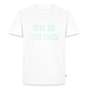 Embrasse-moi pour avoir de la chance - T-shirt Premium bio Homme - blanc - Devant - Nico (187cm)