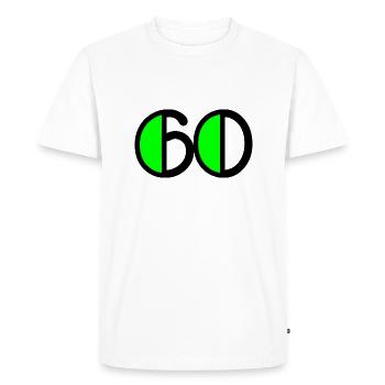 60 ANS. 60e ANNIVERSAIRE. ANNIVERSAIRE 60 ANS. 60 - T-shirt Premium bio Homme - blanc - Devant - Nico (187cm)