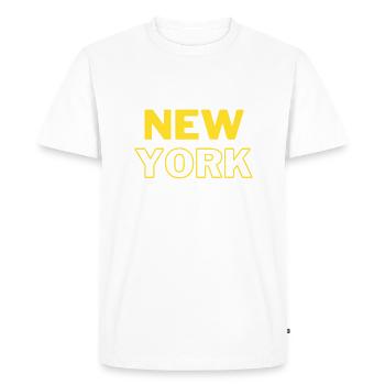 New York – Bold Yellow Lettering Design - Men's Premium Organic T-Shirt - white - Front - Nico (187cm)
