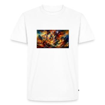 « Au milieu du chaos : une bataille de couleurs enflammée » - T-shirt Premium bio Homme - blanc - Devant - Nico (187cm)