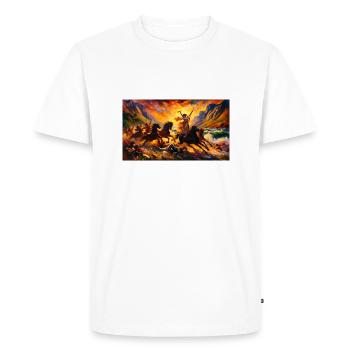 "Fiery Passion Unleashed: A Bold Symphony of - Men's Premium Organic T-Shirt - white - Front - Nico (187cm)