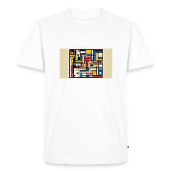 "Harmony Unveiled: Mondrianesque Abstraction - Men's Premium Organic T-Shirt - white - Front - Nico (187cm)