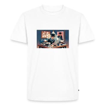 "Journey to Inspire and Educate: Becoming a - Men's Premium Organic T-Shirt - white - Front - Nico (187cm)