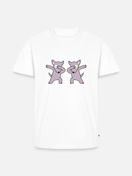 dog dabbing - Männer Premium Bio T-Shirt - Weiß
