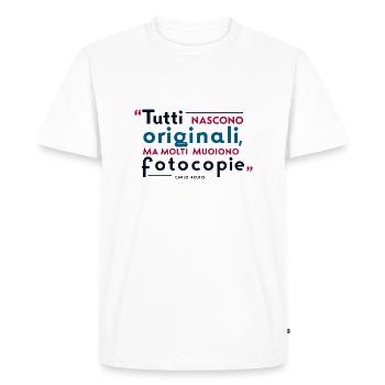 Tout le monde naît photocopies, mais beaucoup meurent photocopies - T-shirt Premium bio Homme - blanc - Devant - Nico (187cm)