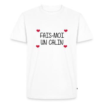 Fais-moi un calin - T-shirt Premium bio Homme - blanc - Devant - Nico (187cm)