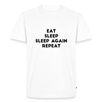 eat sleep sleep again repeat Proverbe Faul chill - T-shirt Premium bio Homme - blanc - Devant - Nico (187cm)