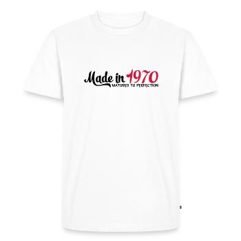 Fabriqué en 1970 - T-shirt Premium bio Homme - blanc - Devant - Nico (187cm)