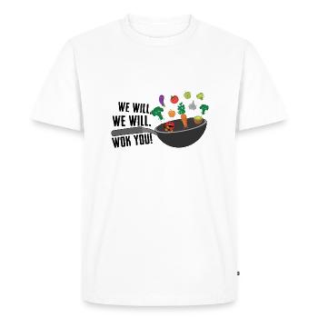 Nous allons, nous allons, vous wok! - T-shirt Premium bio Homme - blanc - Devant - Nico (187cm)