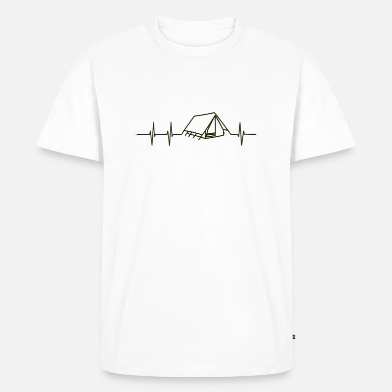 Herzfrequenz Camping - Männer Premium Bio T-Shirt - Weiß