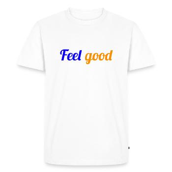 FEEL GOOD - Quote for well-being - Men's Premium Organic T-Shirt - white - Front - Nico (187cm)