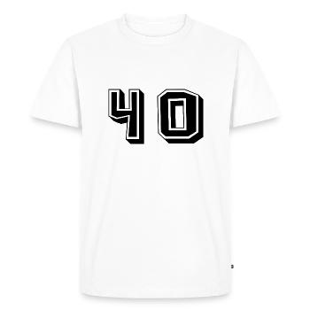 40 ANS. 40e ANNIVERSAIRE. ANNIVERSAIRE 40 ANS. 40 - T-shirt Premium bio Homme - blanc - Devant - Nico (187cm)