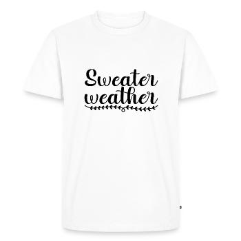 Météo des pulls - T-shirt Premium bio Homme - blanc - Devant - Nico (187cm)