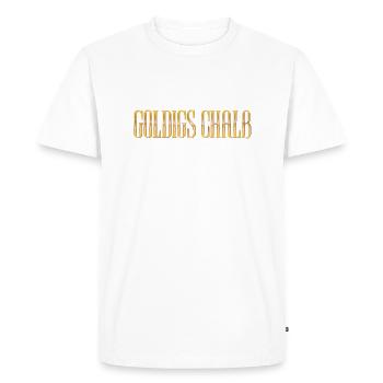 Goldigs Chalb - La danse autour du veau d’or - T-shirt Premium bio Homme - blanc - Devant - Nico (187cm)