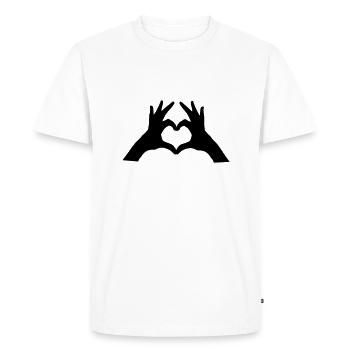 mains coeur - T-shirt Premium bio Homme - blanc - Devant - Nico (187cm)