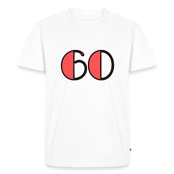 60. 60 YEARS. 60th ANNIVERSARY. 60 YEARS ANNIVERSARY - Men's Premium Organic T-Shirt - white - Front - Nico (187cm)
