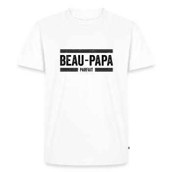 Cadeau Beau Père - Cadeau Beau Papa -Meilleur père - T-shirt Premium bio Homme - blanc - Devant - Nico (187cm)