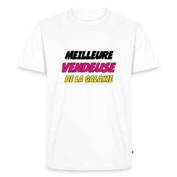 MEILLEURE VENDEUSE DE LA GALAXIE - T-shirt Premium bio Homme - blanc - Devant - Nico (187cm)
