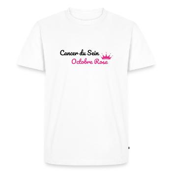 Cancer du Sein octobre rose - T-shirt Premium bio Homme - blanc - Devant - Nico (187cm)