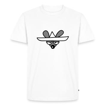 Souris Grand Chapeau Sombrero Triste Fatigué Ennuyé - T-shirt Premium bio Homme - blanc - Devant - Nico (187cm)