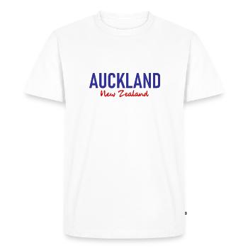 Auckland - Nouvelle-Zélande - Aotearoa - Maori - Kiwi - T-shirt Premium bio Homme - blanc - Devant - Nico (187cm)