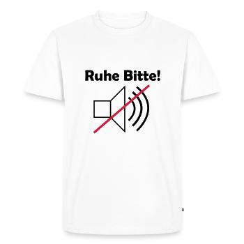 Silence, s’il vous plaît! avec le symbole du haut-parleur - T-shirt Premium bio Homme - blanc - Devant - Nico (187cm)