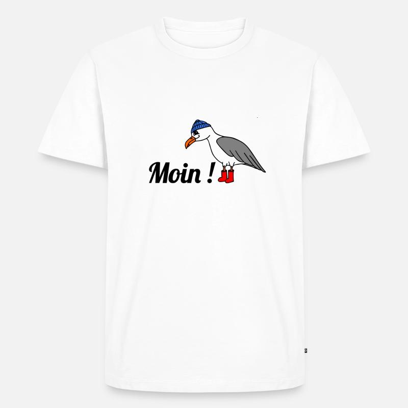 Moin, Möwe - Männer Premium Bio T-Shirt - Weiß
