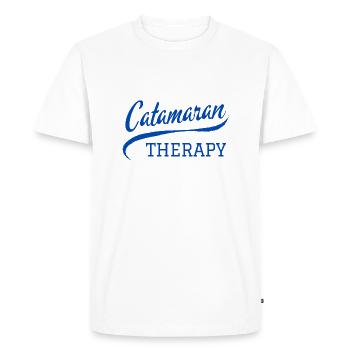 Catamaran Therapy Typography US sport - Men's Premium Organic T-Shirt - white - Front - Nico (187cm)