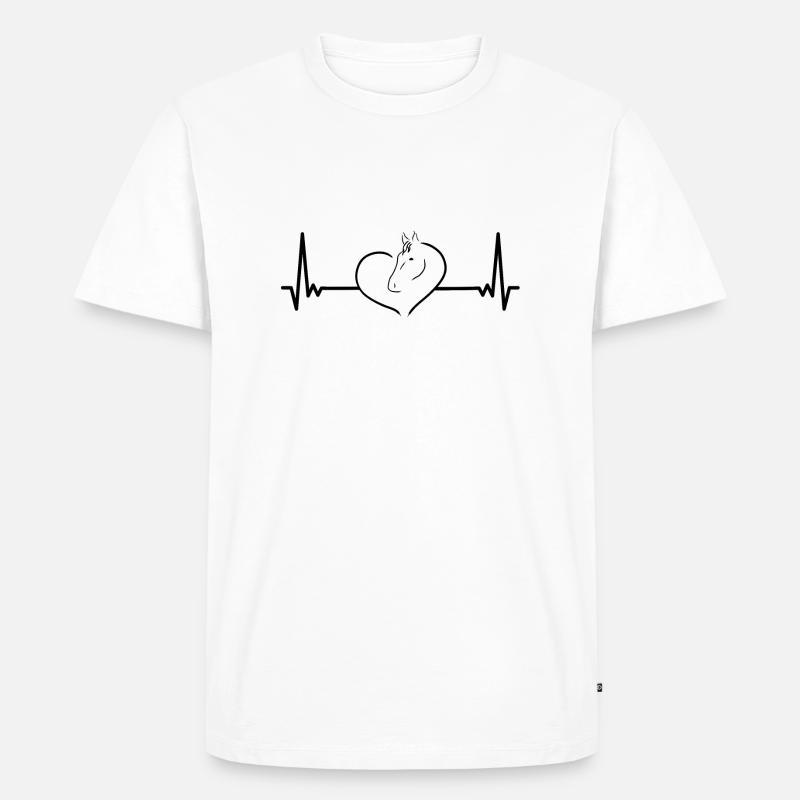 Herz Pferd EKG Kardiogramm Geschenkidee - Männer Premium Bio T-Shirt - Weiß
