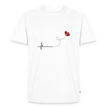 coccinelle battement de cœur pointillé - T-shirt Premium bio Homme - blanc - Devant - Nico (187cm)