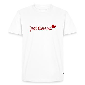 JUST MARRIED. LONG LIVE THE MARYS. BACHELORETTE PARTY. ST VALENTIN - Men's Premium Organic T-Shirt - white - Front - Nico (187cm)