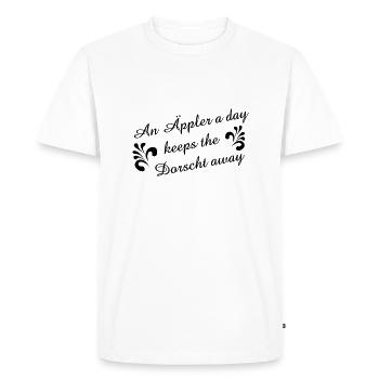 An Äppler a day keeps the Dorscht away #Apfelwein - Männer Premium Bio T-Shirt - Weiß - Vorne - Nico (187cm)
