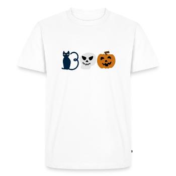 Enfants mignons Halloween Boo, Chat, Fantôme, Citrouille - T-shirt Premium bio Homme - blanc - Devant - Nico (187cm)