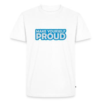 Faites-vous fier de la citation - T-shirt Premium bio Homme - blanc - Devant - Nico (187cm)